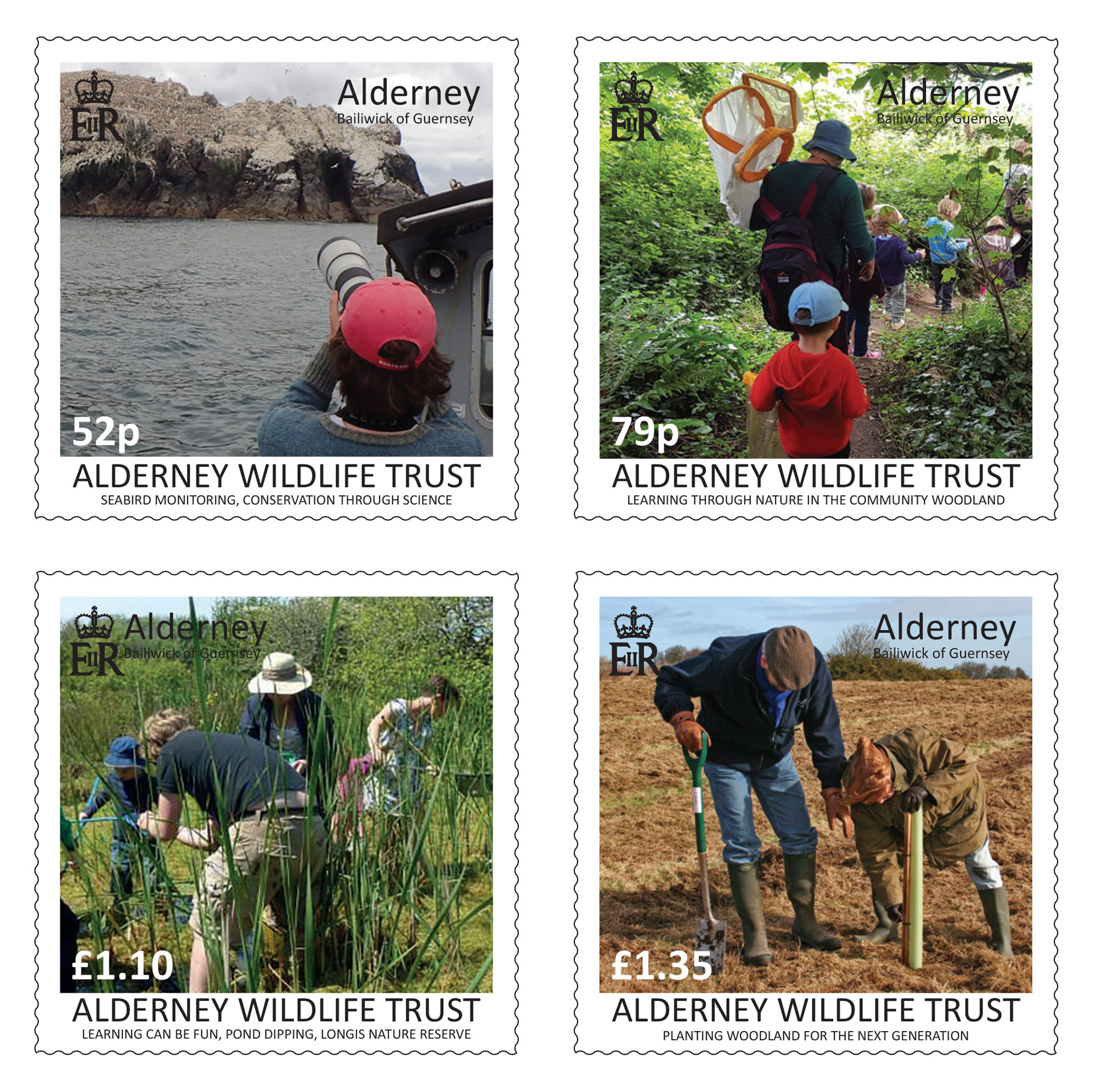Stamps depict Alderney Wildlife Trust projects to mark charity's 20th anniversary